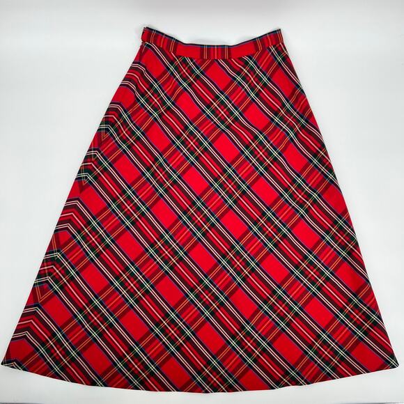 Vintage Talbots Wool Maxi Skirt Stewart Tartan Plaid Womens 12 Red Black A-Line - Picture 4 of 12